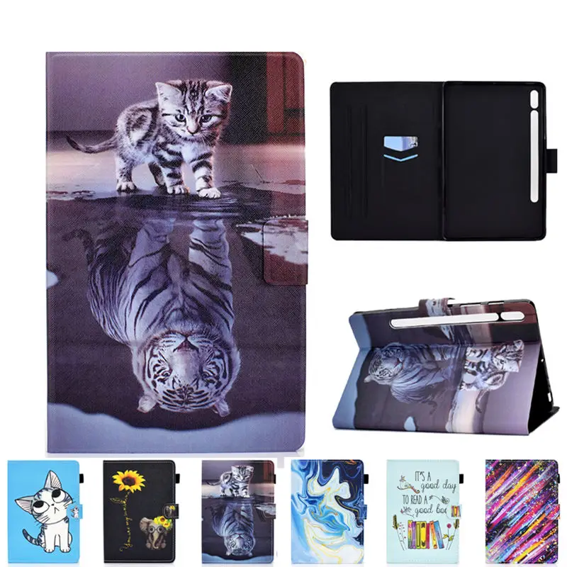 

For Samsung Galaxy Tab S8 5G S7 11.0" Case SM-X700 SM-X706B SM-T870 T875 Smart Cover Funda Tablet Kids Painted Stand Coque