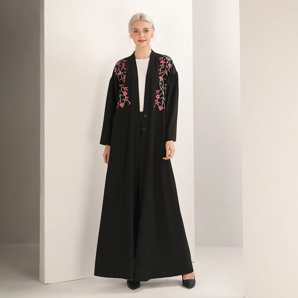 Женская мусульманская одежда, длинное платье на шнуровке с большим цветочным рисунком, Дубай, джилбаб, хиджаб