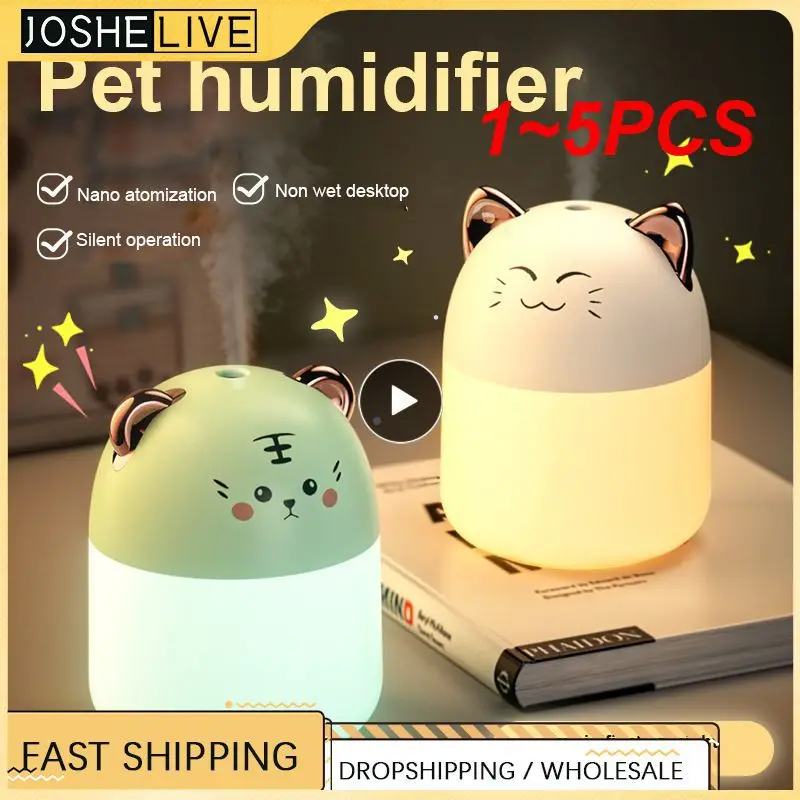 

1~5PCS New Desktop Humidifier With Colorful Atmosphere Light 250ml Capacity Cool Mist Diffuser Home Bedroom Humidifier