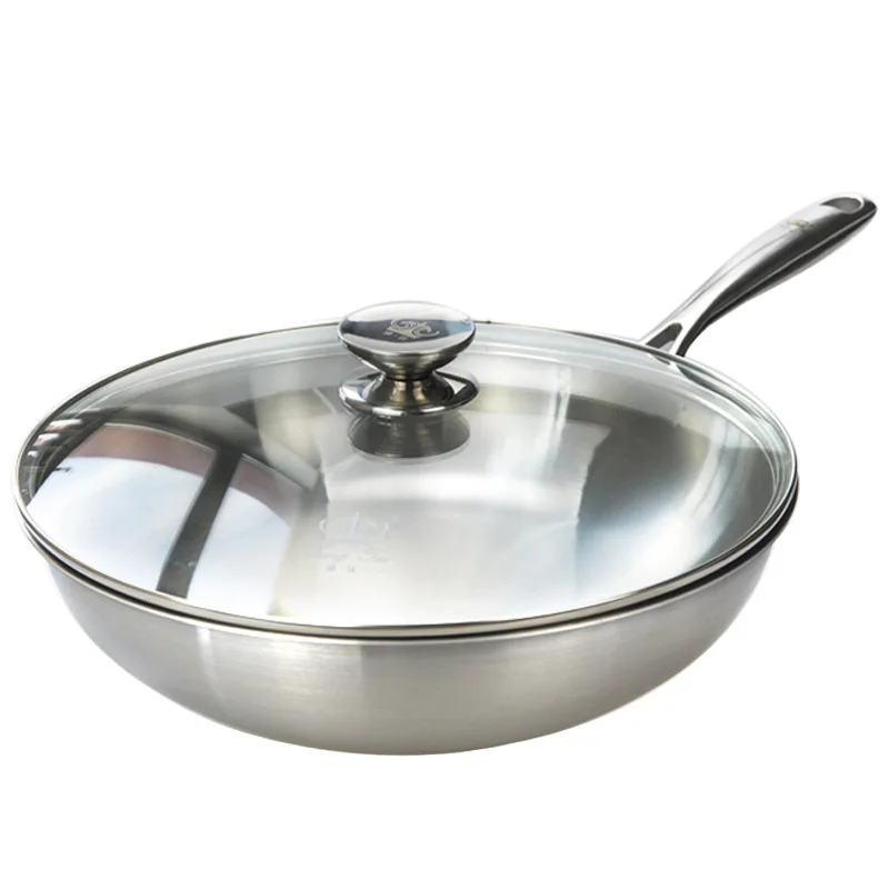 suwany wok tytanowy z okrągłym dnem. Wok czystego tytanu. domowy bez rdzy