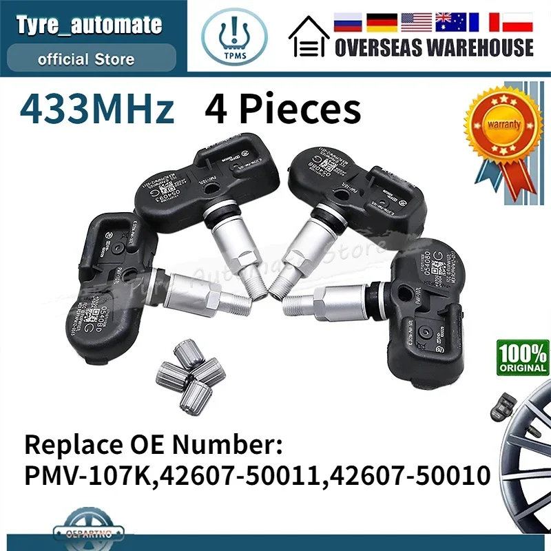 

Набор из 4 TPMS Φ 433 МГц датчик давления в шинах для 2005-2012 Lexus GS ES LS датчик давления в шинах 42607-50010 42607-50011