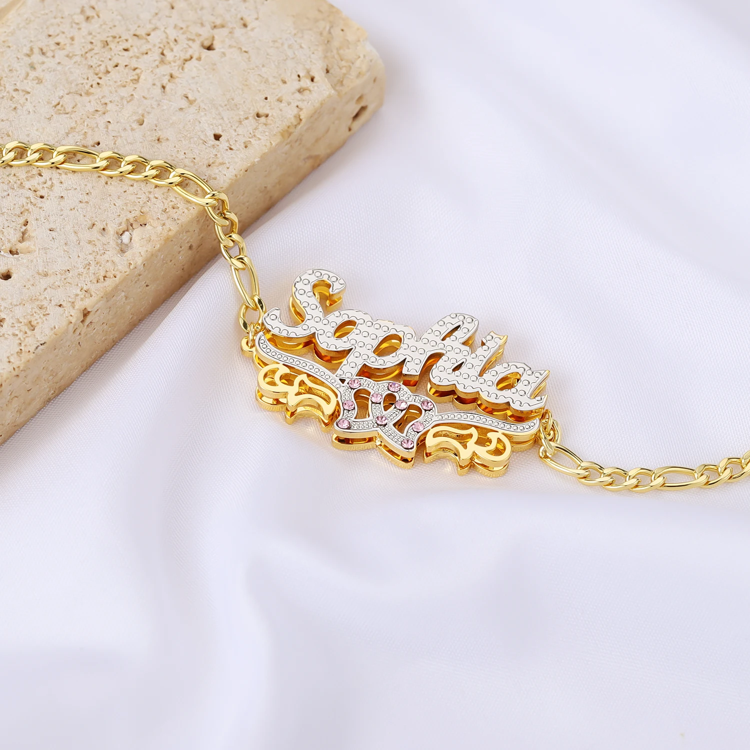 Customized Name Bangles Heart Nameplate Cuban Chain Personalized Custom Name Stainless Steel Gold Bracelets For Women jewelry