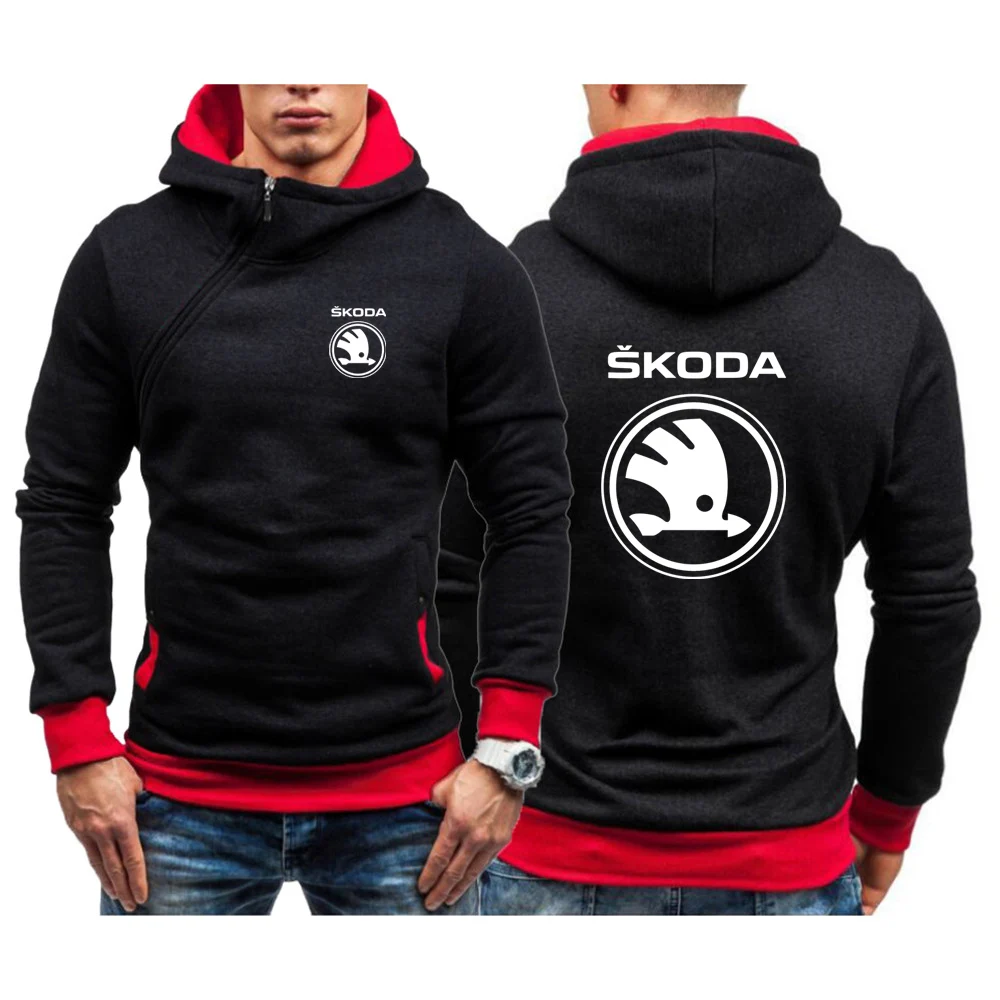 

2022 New Skoda Car Logo Casual Printed Spring and Autumn Men's Solid Slim Diagonal Zipper Street Hoodie Five Colors Jackets Coat