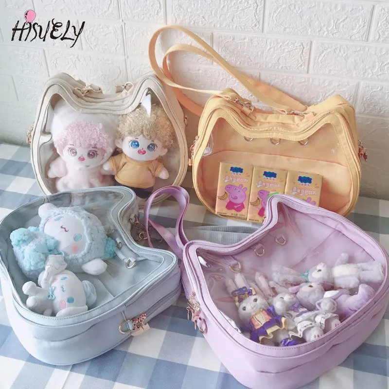 

2023 Cute Ita Bag Backpack Girls Clear Front Pocket Transparent Bagpack Sweet Cat Shape Teenage Girls Shoulder Bag Women Ita bag