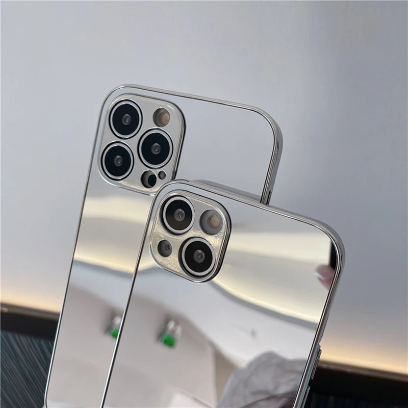 Electroplated Mirror Phone Case For Iphone 14 11 12 13 Pro Max Full Cover Solid Color For Iphone X Xs Xr 7 8 Plus Anti-Drop Case