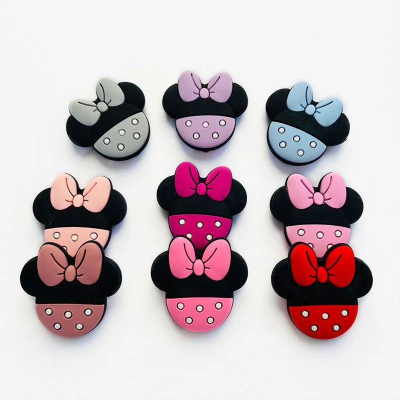 20pcs Minnie Baby Silicone Beads Food Grade DIY Pacifier Chain Accessories Cartoon Mouse Mini Infant Teething Teether Toys