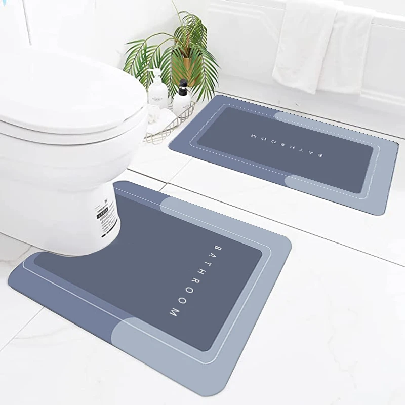 

Nappa Skin Carpet for Toilet 2 Pcs/set Bath Mat Absorbent Bathroom Mats Anti Slip Bath Rug Carpet Antiskid U-shaped Toilets Mat