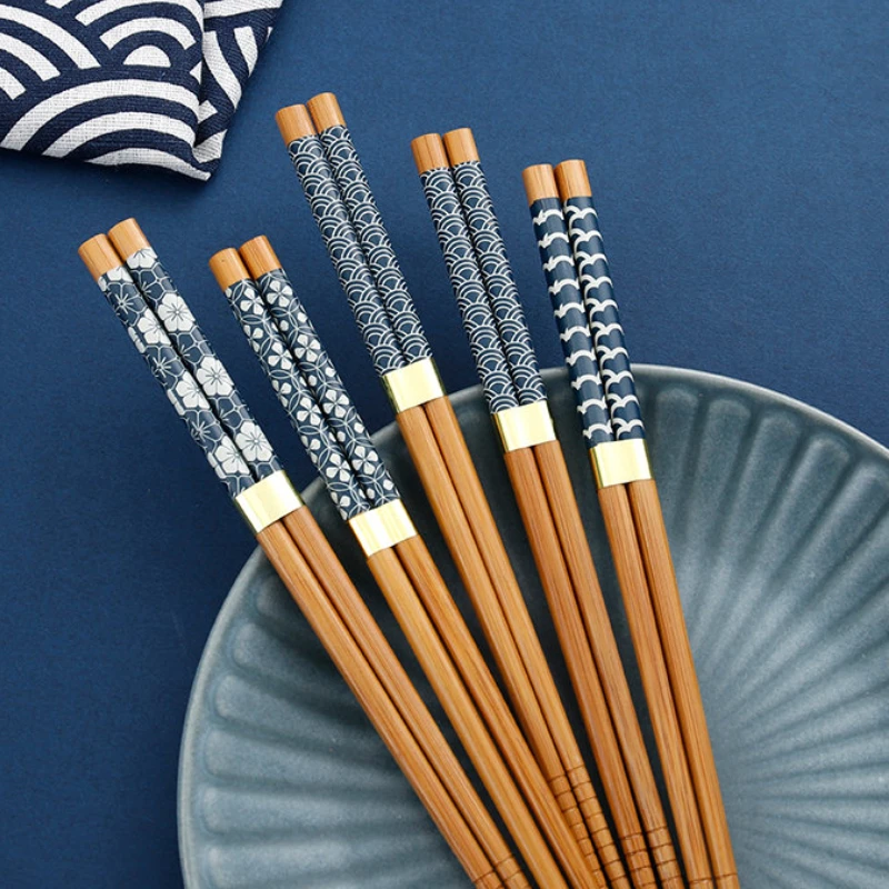 

Natural Reusable Chopstick Food Flower Chopsticks Bamboo Pairs Wood Set 5 Japanese Sushi Tumbler Handmade Wooden Sticks Chop