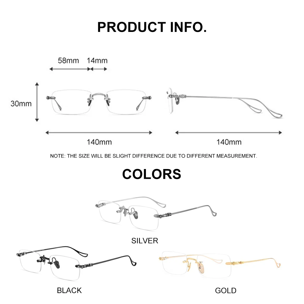Очки OLAMINS мужские с титановой оправой оптические в ретро стиле без оправы при