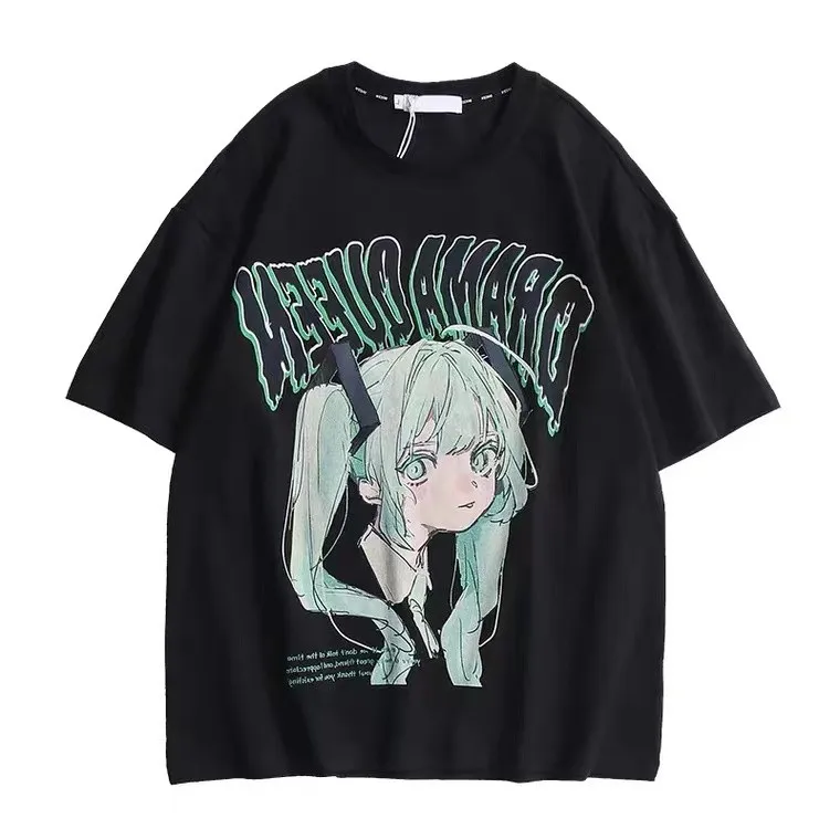New Harajuku Anime Tops Printed Girls Loose Youth Short-sleeved Y2k Aesthetic Kawaii T-shirt Street Fashion Party Trends To Wear