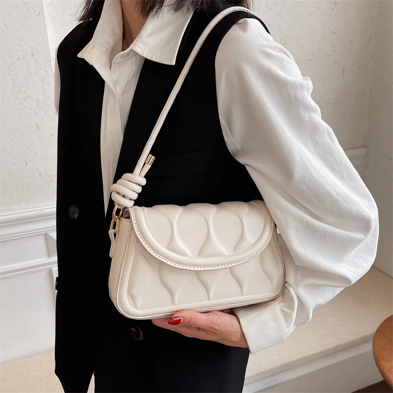 Fashion Small Leather Crossbody Bags for Women Luxury Brand Handbags Shoulder Bags Ladies Shopper Armpit Purses 2023 In Trend