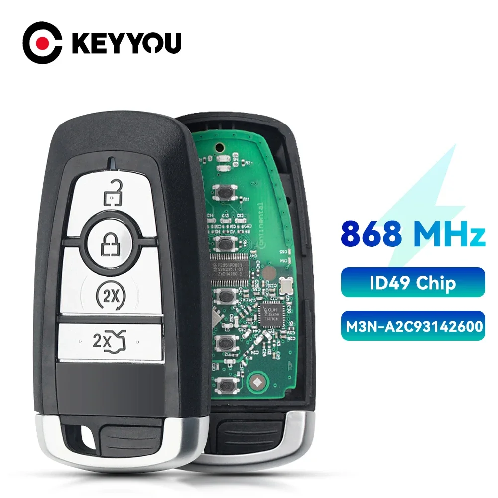 Фото Пульт дистанционного управления KEYYOU для Ford Edge Fusion registration Explorer Mustang 4/5, M3N-A2C93142600 ID49 Chip 433/868Mhz №1