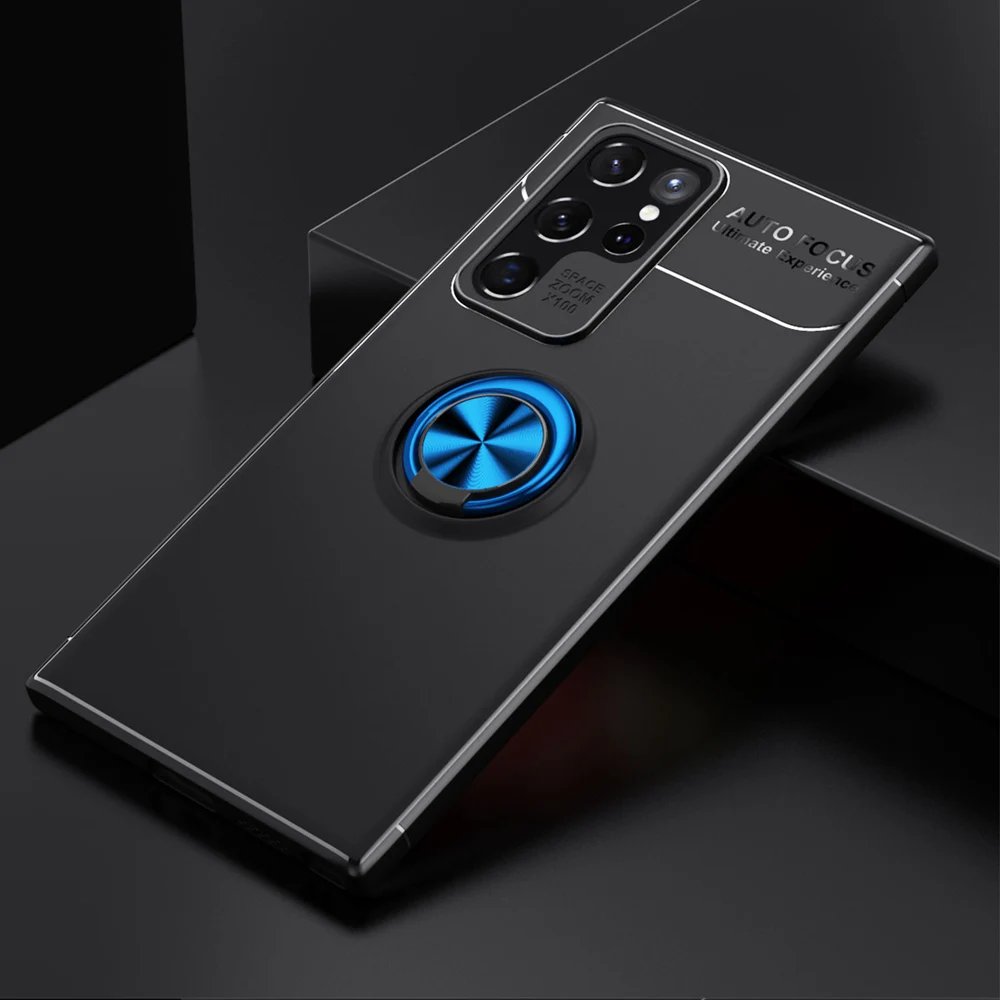 

Metal Finger Ring Case For Samsung Galaxy S22 Ultra 5G Case Soft TPU Silicone Matte Back Cover For Galaxy S22 Plus Fundas