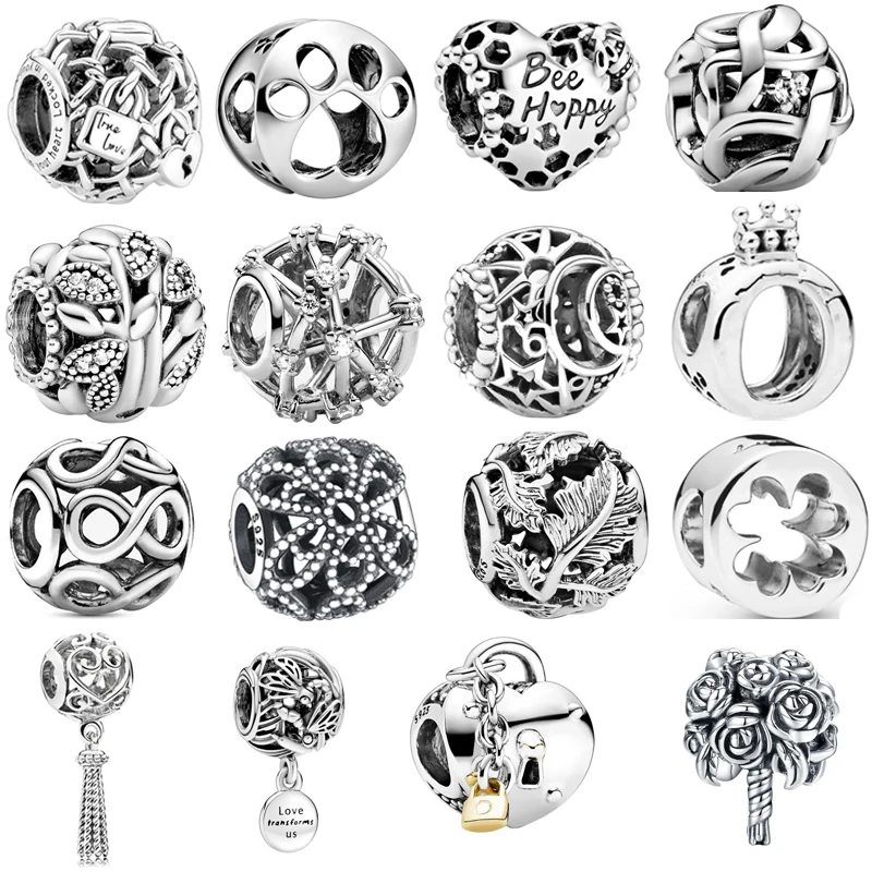 

925 Sterling Silver Openwork Paw Print Infinity Charm Bead Fit Original Pandora Bracelet Necklace Jewelry Gift For Women