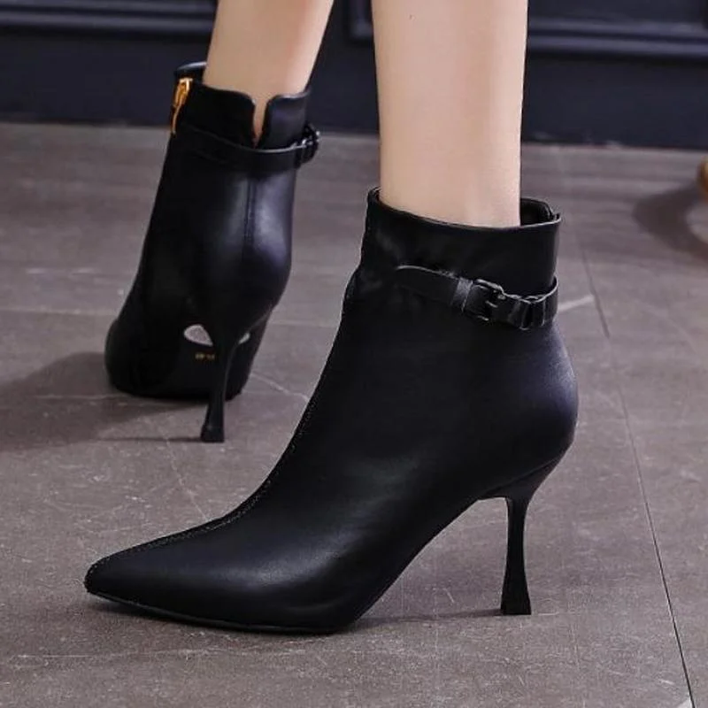 

Новинка, осенне-зимние ботинки, женские ботинки с острым носком, ботильоны на высоком каблуке-шпильке, женские черные короткие ботинки, модн...