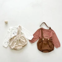 6m 3t cute duck print long sleeve t shirt for baby girl tee solid kids overalls set baby boy strap pants t shirt 2pcs set
