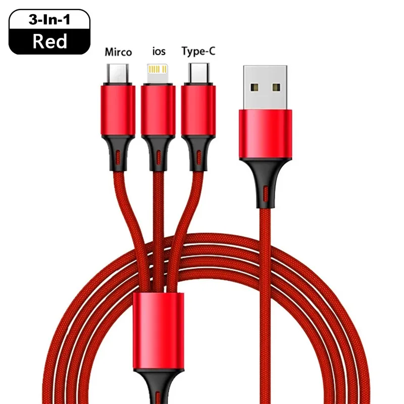 Tkey 3 In 1 Micro USB Type C Charger Cable Multi Usb Port Multiple Charging Cord Fast For iPhone Xiaomi Huawei |