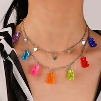 handmade gummy bear chain necklace multilayer star heart cross necklaces for women girl pendant necklace earrings jewelry