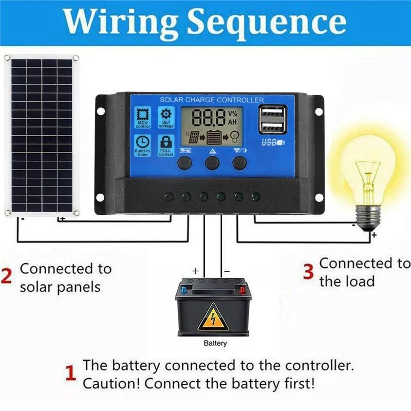 300W Solar Panel Kit 12V USB charging Cell Board Controller Portable Waterproof Cells for Phone RV Car MP3 PAD | Электроника