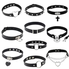 Ожерелье из искусственной кожи в готическом стиле, колье-чокер с круглыми шипами в форме сердца, украшение для тела ручной работы в стиле панк-рок, ручная работа, хороший подарок