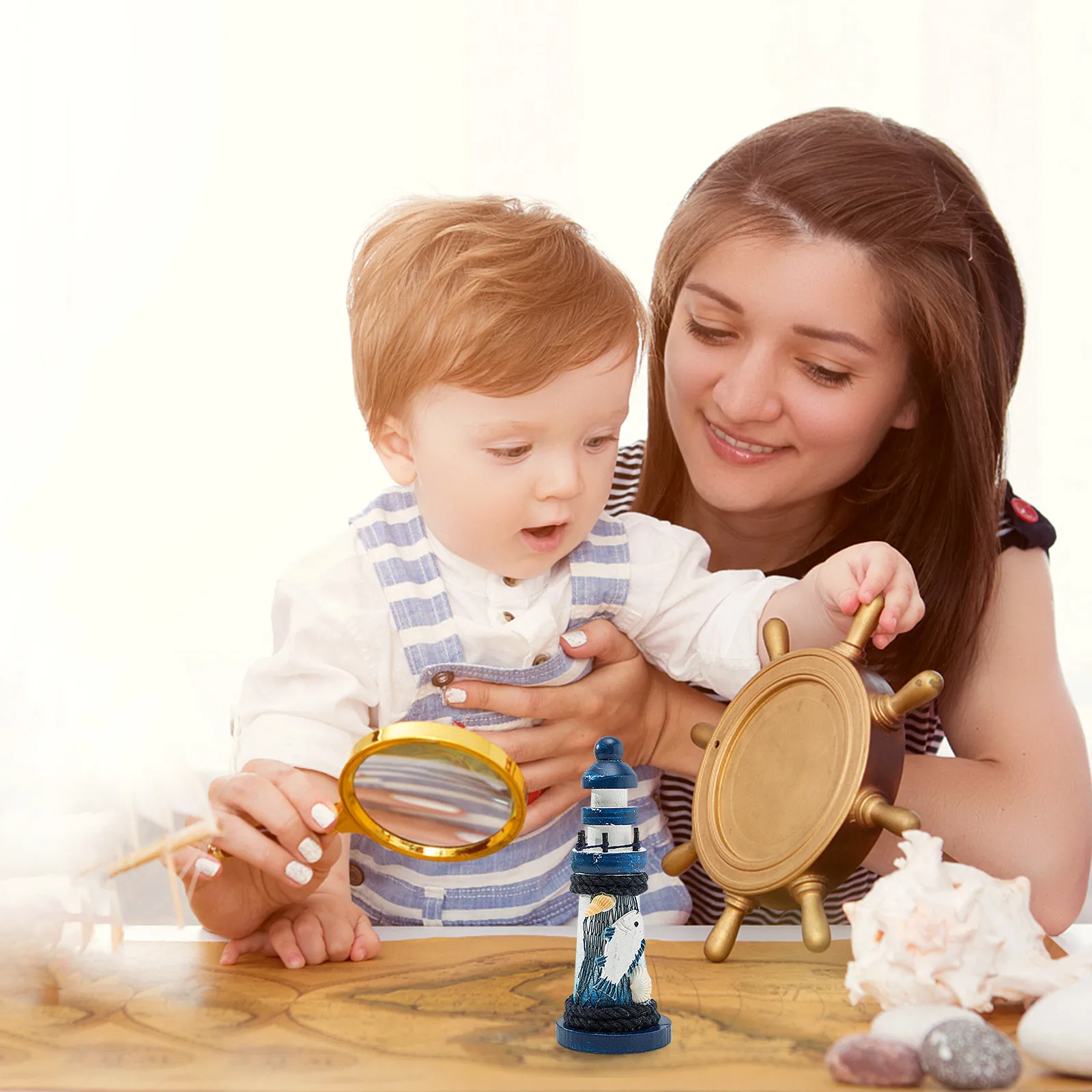 

Mediterranean Style Wooden Mold Ocean 13cm Small Decoration Creative Shooting Props