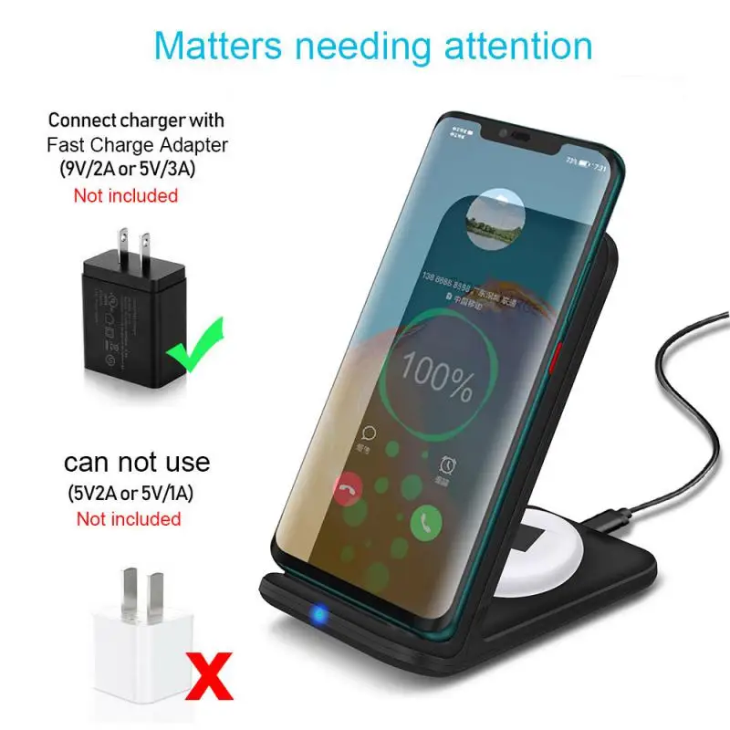 

2 In1 Charger Wireless Dual Coil Fast Charger Induction Fast Charging Dock Station Phone Holder
