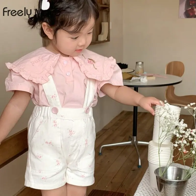 

Summer Baby Girls Shirts Short Sleeve Blouse Girls Cardigan Kids Embroidery Shirt for Toddler Blouse Children Tops