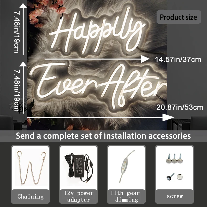 Счастливая вещь яркая неоновая вывеска Свадебная вечеринка день рождения бар