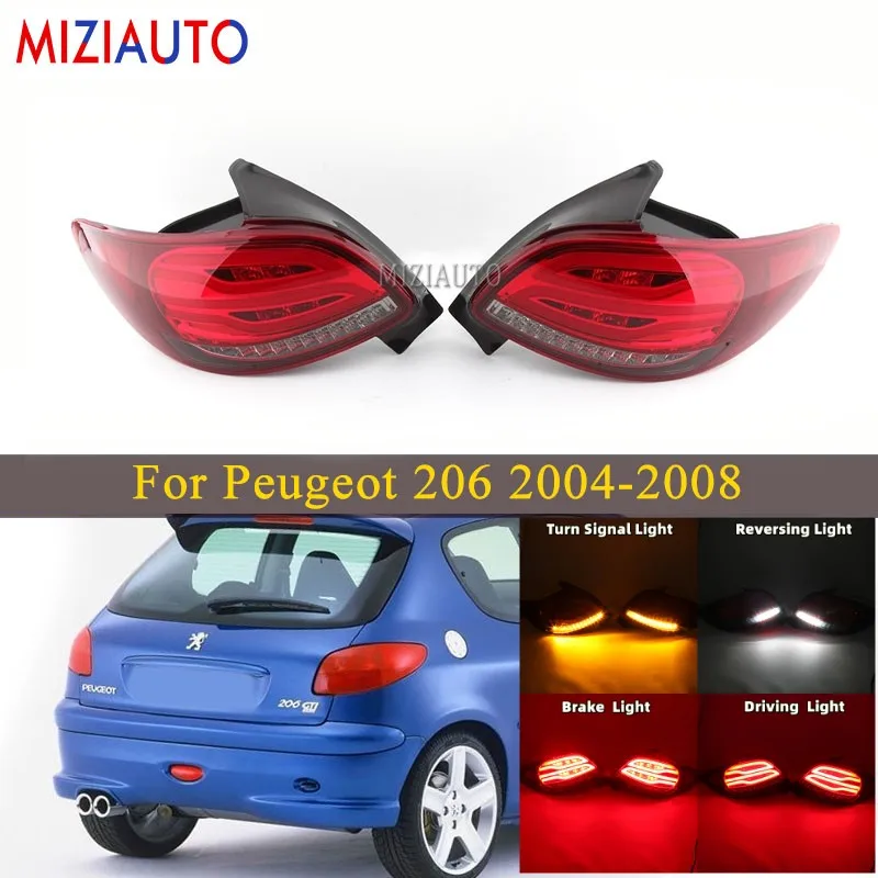 Задние фонари для Peugeot 206, 2004, 2005, 2006, 2007, 2008, 206CC, стоп-сигнал, сигнал поворота, автомобильные аксессуары, 1 пара