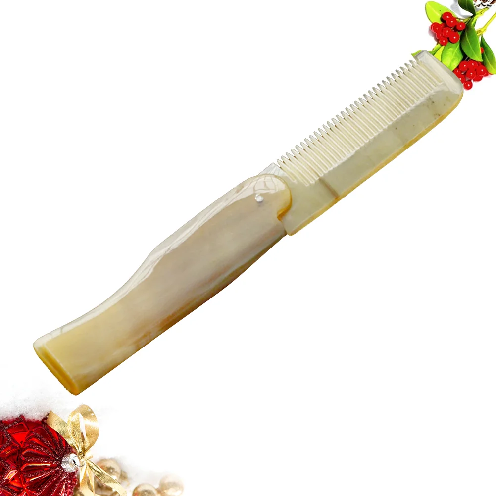 

Comb Hair Beard Pocket Folding Travel Horn Ox Portable Head Styling Mustache Tooth Men Tool Clip Office Wooden Mini Brush S