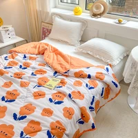 smile floral air conditioner bedspread quilt blanket mechanical wash summer quilt soft comforter single double blanket quil
