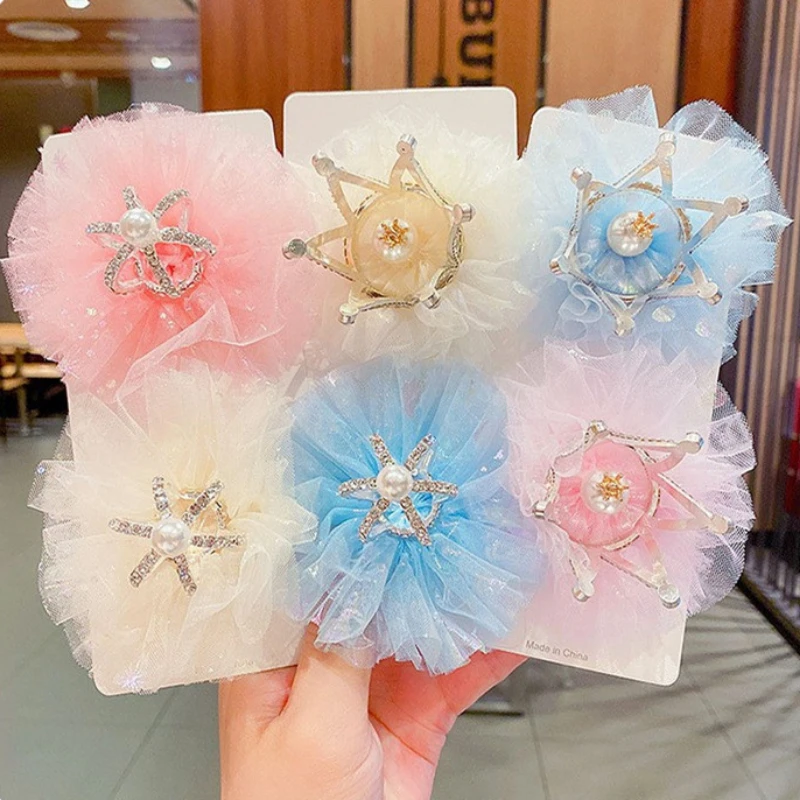 

1Pcs 3D Crown Girls Hairpin Princess Mesh Hairs Clip for Kids Barrettes Flowers Shaped Children Headwear Accessories