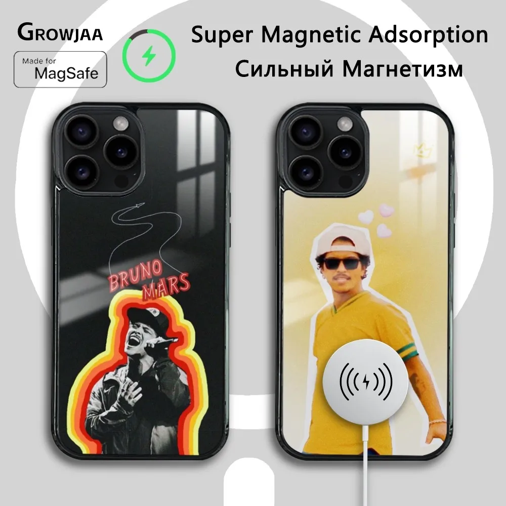 Singer B-Bruno M-Mars Phone Case For iPhone 16 15 14 13 12 11 Pro Max Plus Mini Magsafe Mirror Wireless Magnetic Cover