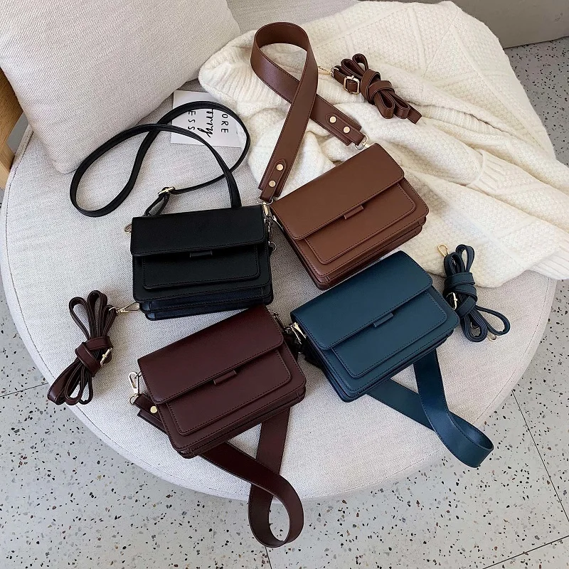 Fashion Women Square Crossbody Bag Solid Color Single-shoulder Bags Casual Female Messenger Handbag Lady Adjustable Strap Bolsos