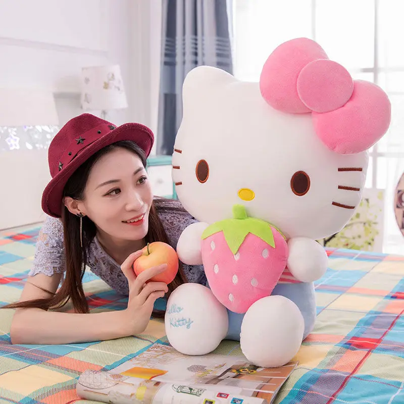 

New Sanrio Kawaii Hello Kitty Plush Toy Pillow Doll Stuffed Animal Plushies Home Birthday Gift Decoration Peluche Children Girls