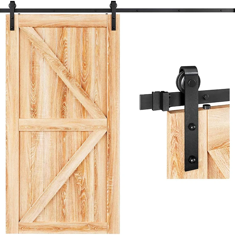 

6/6.6/9FT Heavy Duty Sliding Barn Door Hardware Kit Basic J Pulley Slide Smoothly Quietly Easy Install Door Tracks and Rollers