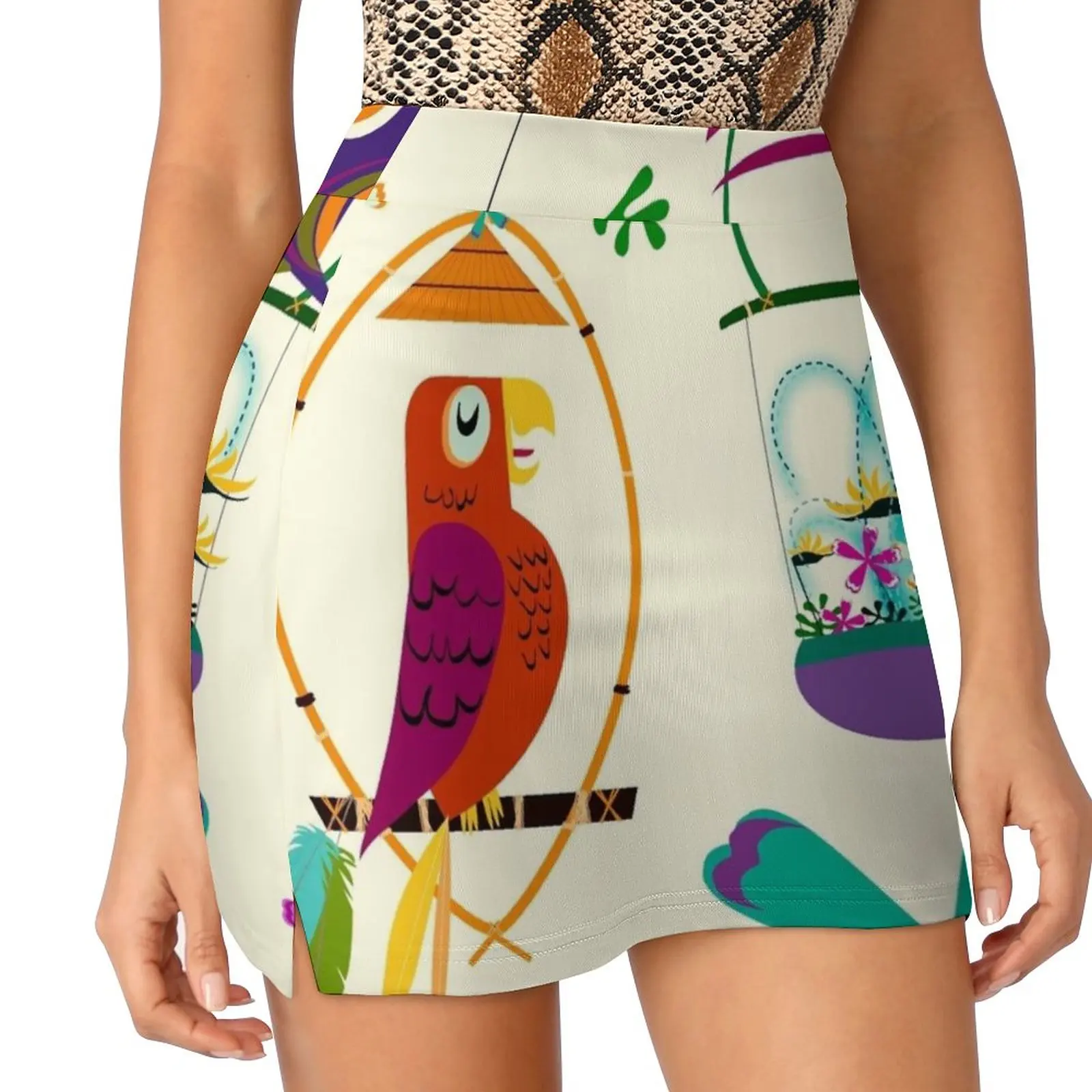 Винтажная Современная юбка с птицами Женская мода 2022 юбка-брюки мини-юбки