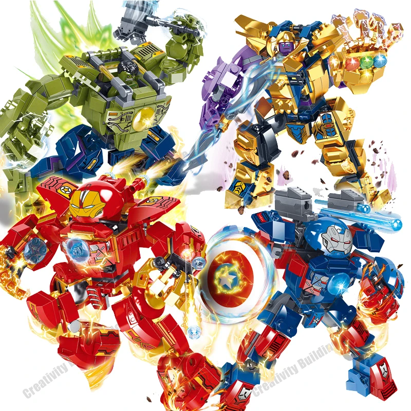 

New Avengers Steel US Team Hulk Thanos Mecha Model Building Blocks Toys Classic Movie Model Children's Toy Gift