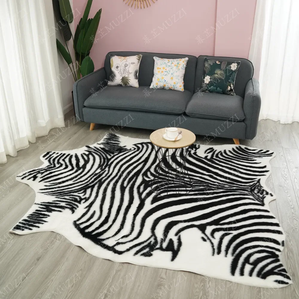 

NEW Imitation Animal Skin Carpet 140*160cm Non-slip Cow Zebra Striped Area Rugs and Carpets For Home Living Room Bedroom Floor M