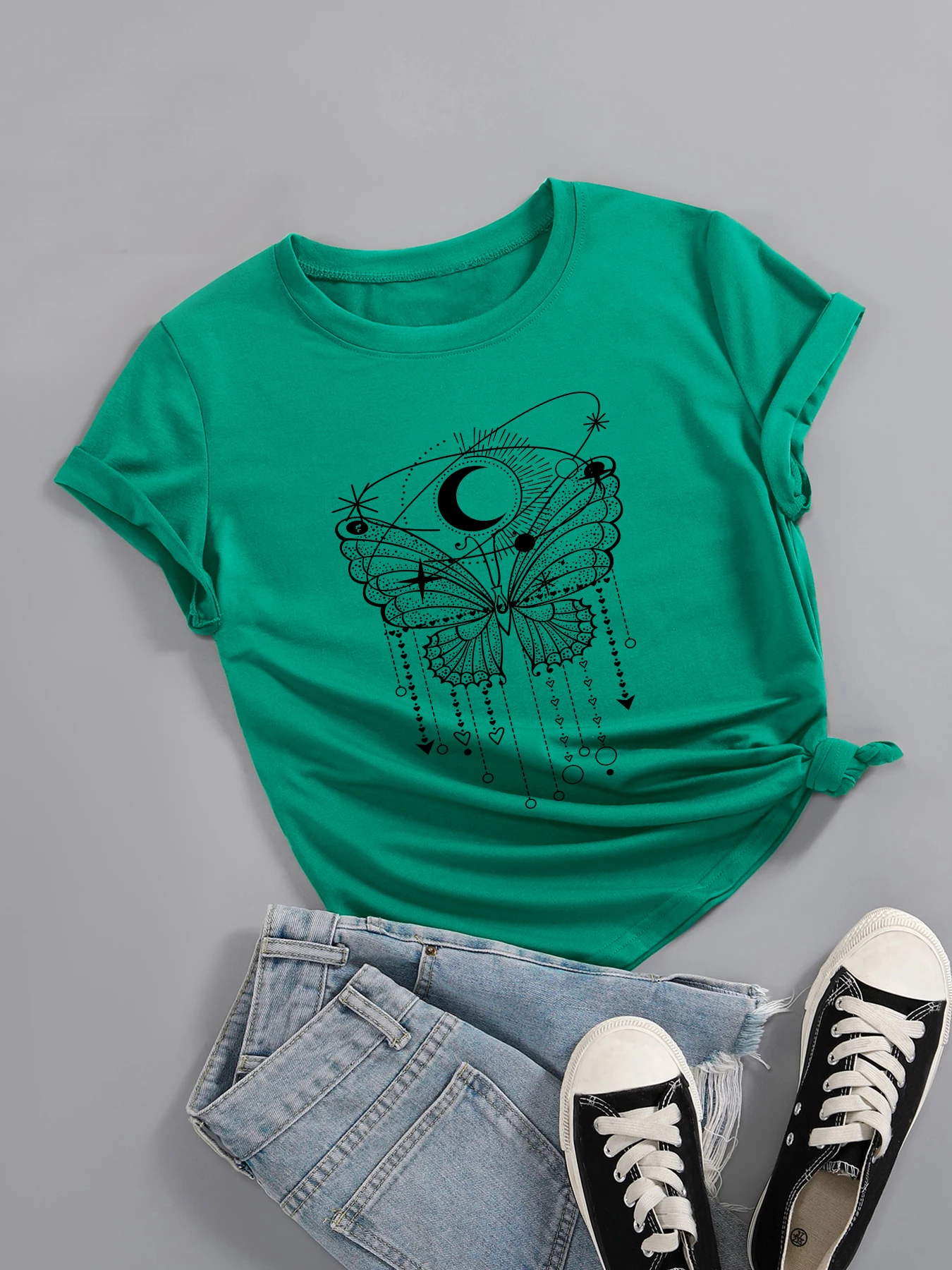 Хлопковая футболка унисекс с коротким рукавом в западном стиле