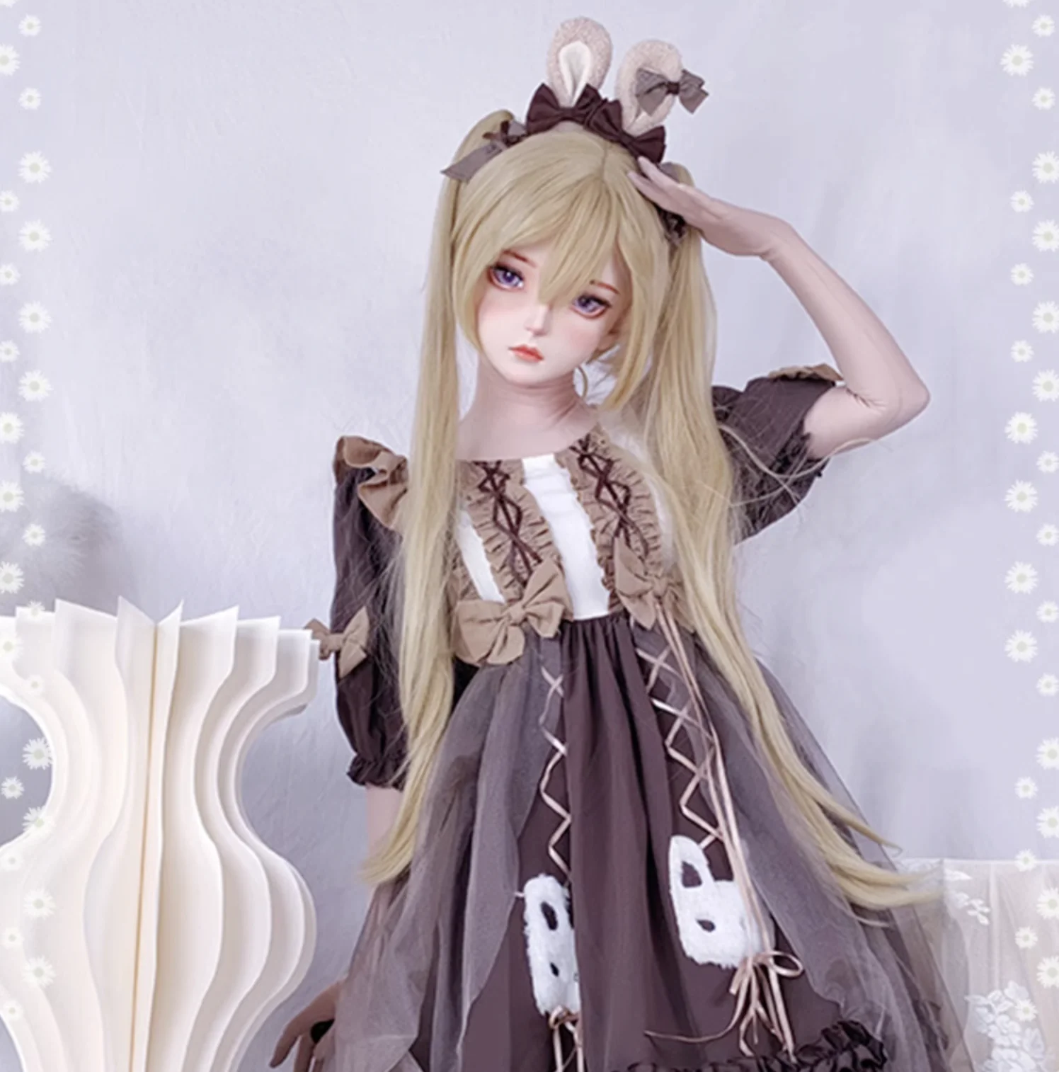 

DOLLKII-02-YELLOW Customize Character Female/Girl Resin Kig Half Head With Lock Anime Cosplay Japanese Animego Kigurumi Mask