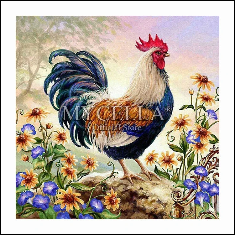 

Rooster Animal 5D Diy Diamond Painting by numbers Embroidery Cross Stitch Mosaic Full pintura de diamante Gift Home decoration