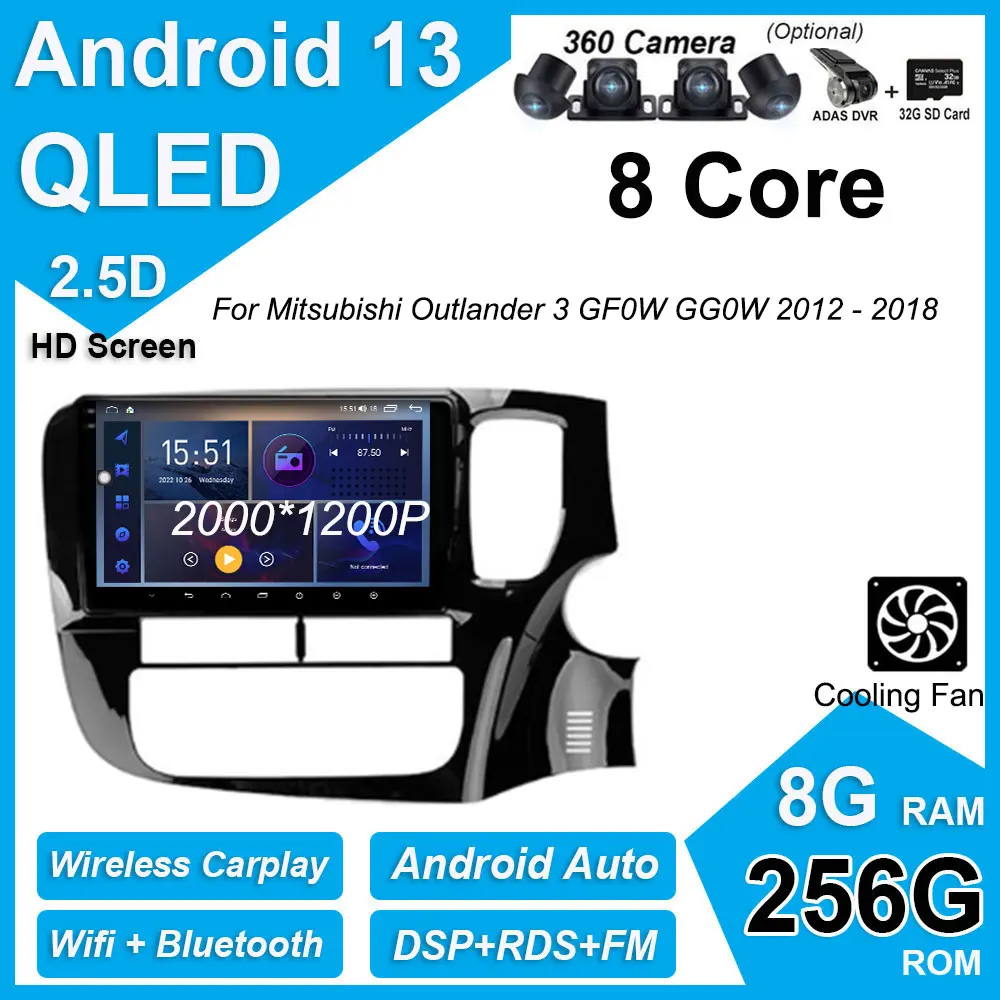 

Right hand driver Android 13 For Mitsubishi Outlander 3 GF0W GG0W 2012 - 2018 Car Radio Multimedia Video Player GPS Navigation