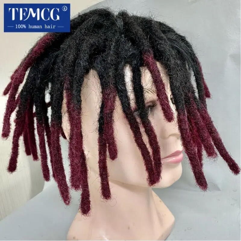 Dreadlock Toupee For Men Male Hair Prosthesis  Mono Afro Curly Hair System Unit for Black Men 100% Indian Human Hair Men's Wig