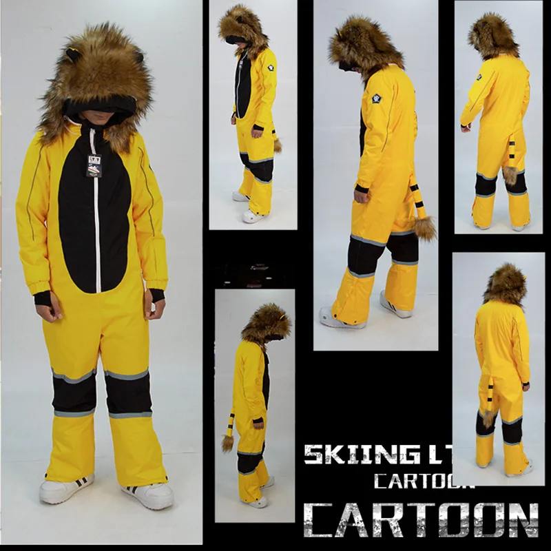 LTVT -30 degree Children clothing Set boys girl kids snowboard ski suit Waterproof outdoor sports The lion clothes snowsuit teen