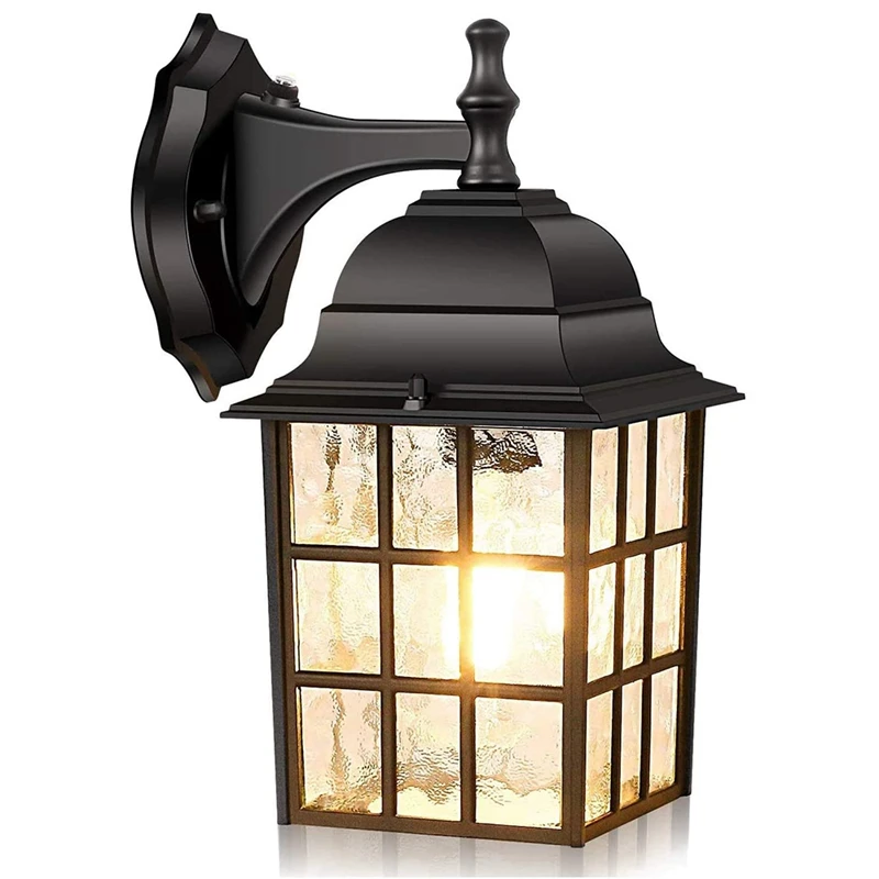 

Наружный настенный фонарь с датчиком заката на рассвете, матовый черный Наружный настенный светильник, цоколь E26, для Двери крыльца