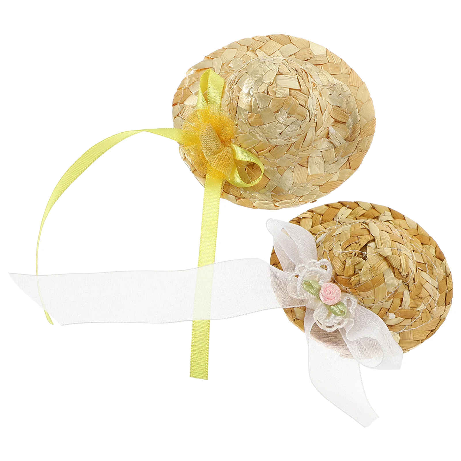 

2 Pcs Caps Chicken Hats Mini Yellow Butterfly Decorative Bird Accessory Cloth Hens Compact