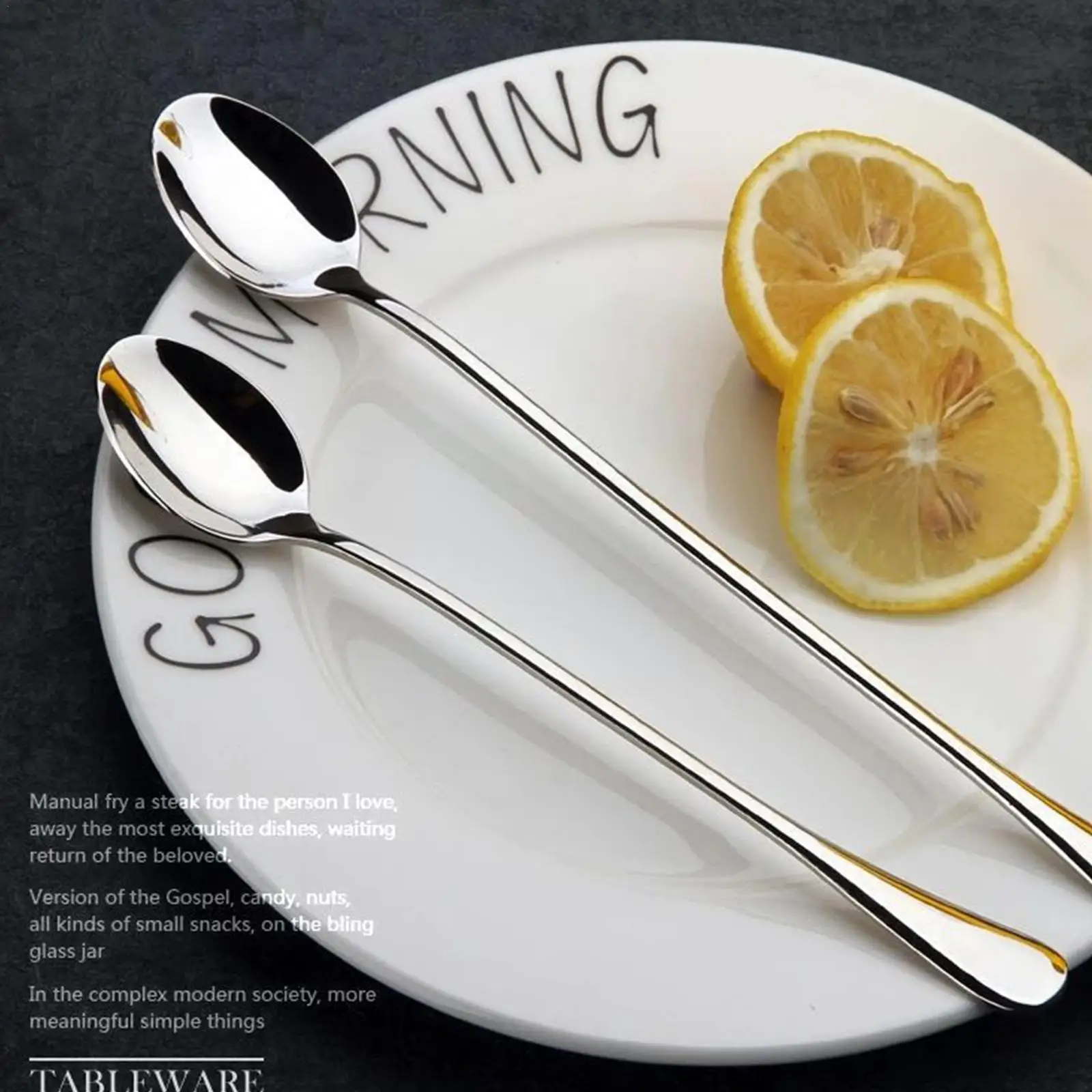 

Stainless Steel Coffee Spoon Long Handle Teaspoon Tools Mini Dessert Snack Scoop Cream Tableware Kitchen Spoons Ic L1r9