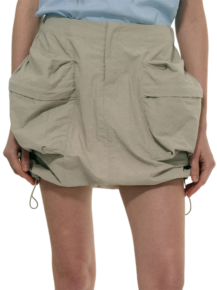 Мини-юбка женская трапециевидная на пуговицах с низкой посадкой и карманами-карманами