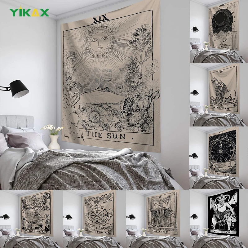 

Tarot Tapestry Wall Hanging Blanket Aesthetic Astrology Divination Bedroom Living Room Cloth Modern Home Decoration Accessories